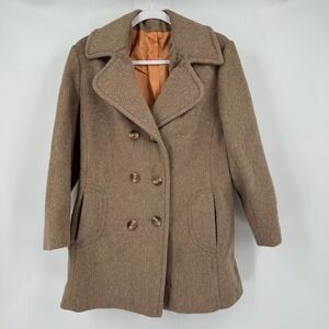 Sears Womens Minimalist Wool Blend Coat Size M Old Money Heritage Vintage Brown